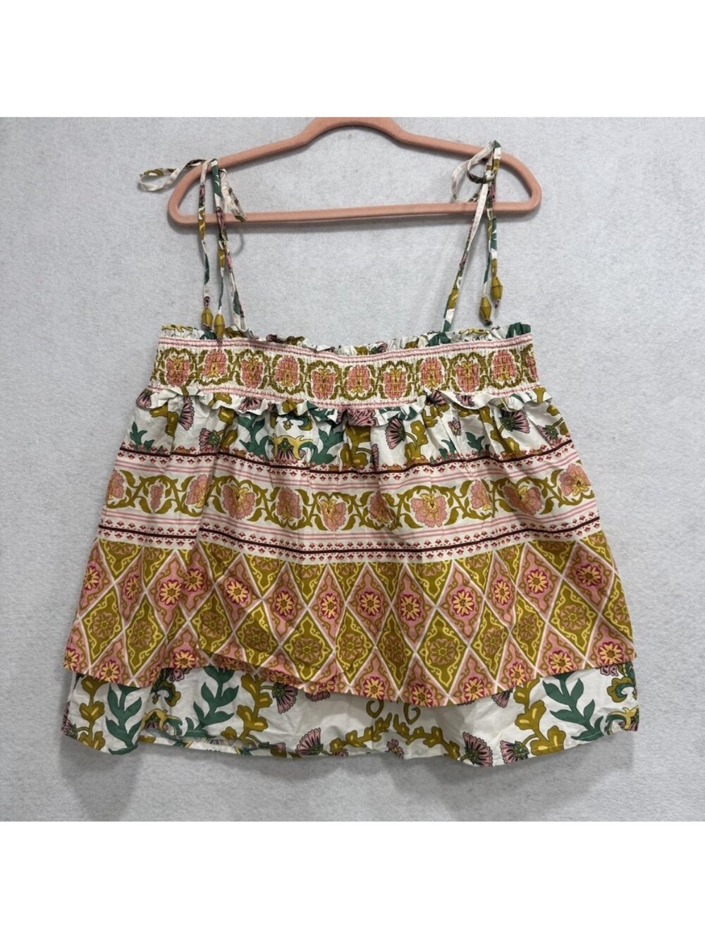 Anthropologie Sarah Hann Floral Boho Tie-Strap Top – Size Large